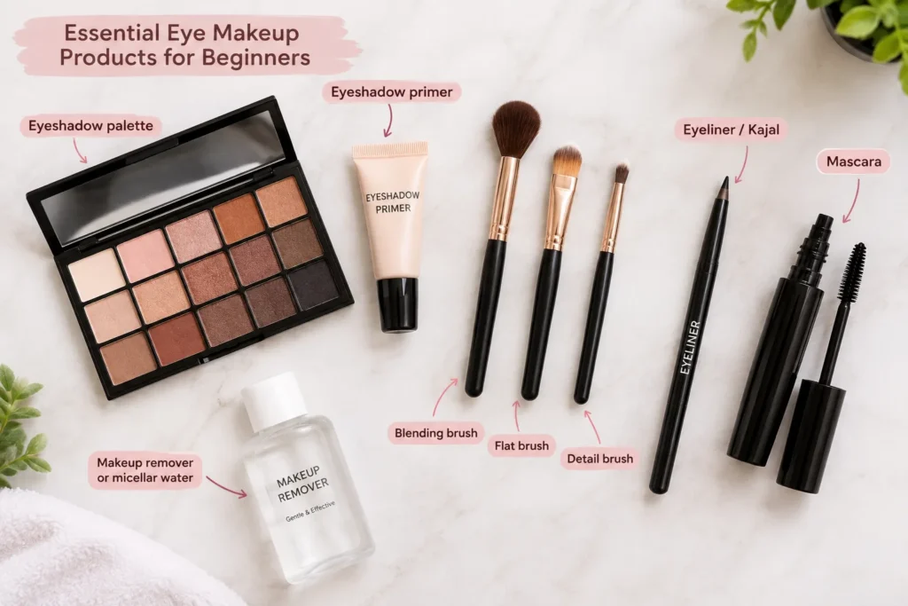 Essential eye makeup products for beginners 

